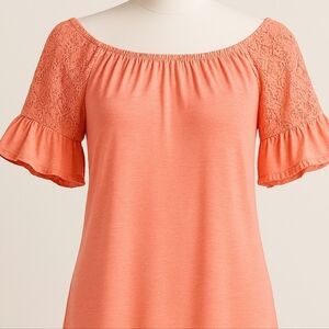 WinWin Solid Lace Tunic – Coral – L‑XL
